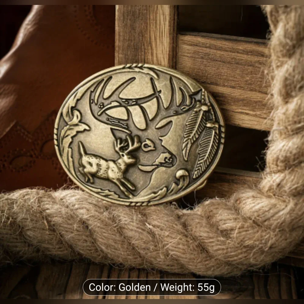 New Deer and Antler Design Belt Buckle, T3MISB5E